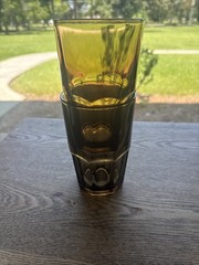 Pair Of Libbey Crisa Boston Mocha Glass Tumblers, 5.25” Tall, 16 Oz, MCM, EUC