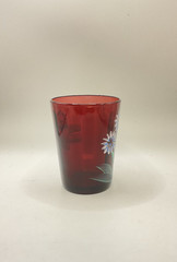 ANTIQUE Beaumont? Moser? Amethyst Enamel Decorated Paneled Tumbler READ
