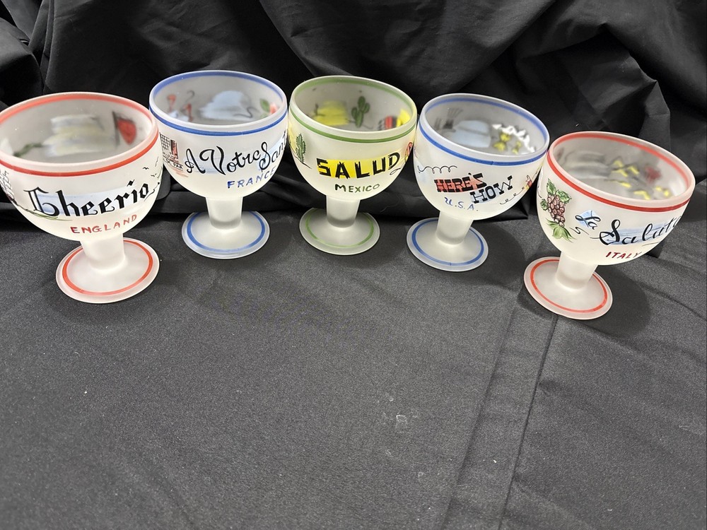 Vintage Frosted Margarita Glasses International Bar Themed By Gay Fad.