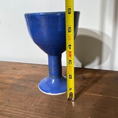 Studio Pottery Stoneware Goblet Handmade Chalice Cup Cobalt Blue Speckled Glaze