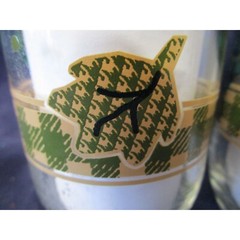 Anchor Hocking Plaid Tattersall Rooster Tumblers French Country Farmhouse A Pair