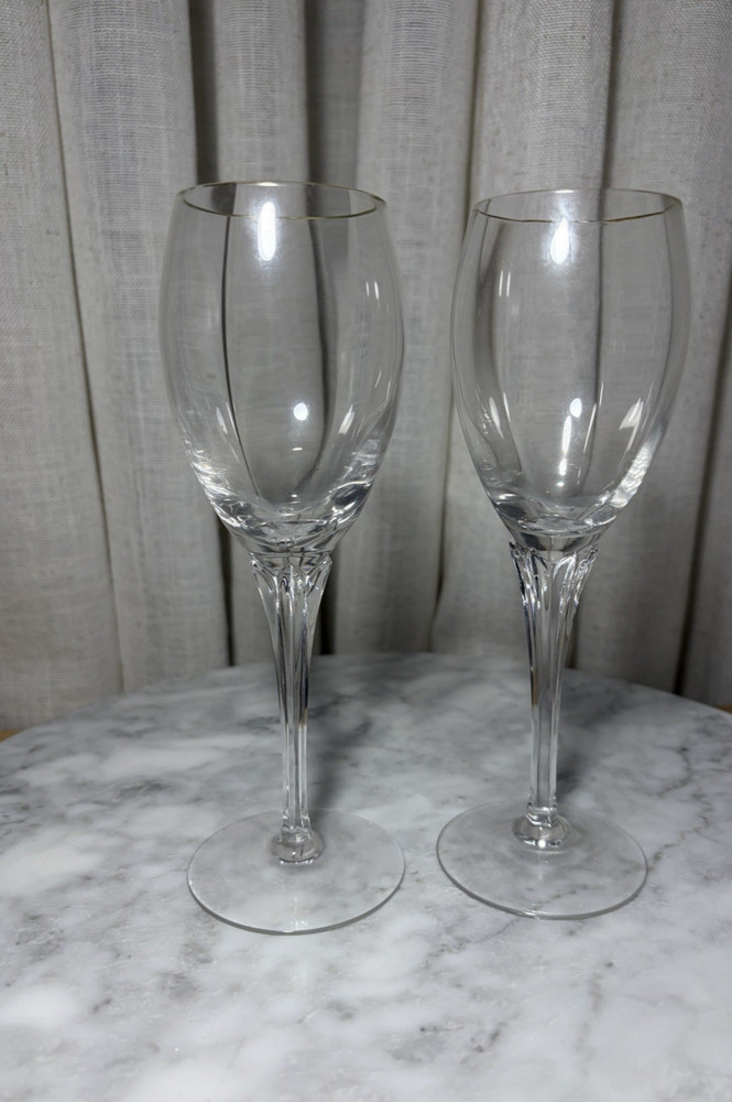 Vintage Gorham Andante Gold Trim White Wine Glasses 7 1/2″ Pair