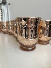 Set Of 12 Vintage Glasses With A Copper Exterior Finish Silver Interior Finish