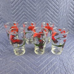 6x Hazel Atlas Gold Pheasant Bird Hunting Hi Ball Bar Glasses Tumblers 5″