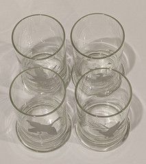 4 Vintage Whiskey Glasses Etched Birds Duck Hunting DOF Barware 4.5″T