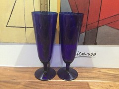 Set of 2 Libbey 8.25» Dark Cobalt Blue Beer tall pilsner cocktail parfait glass