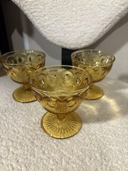 3 Vintage Bartlett Collins Manhattan or St. Genevieve amber glass sherbet cups