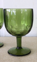 Vtg Bartlett Collins Thumbprint Goblets Avocado Green 16oz Lot of 4 1970’s MCM