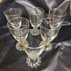 6-Anchor Hocking Berwick Boopie Juice Wine Glasses Vintage Beaded 4.5″