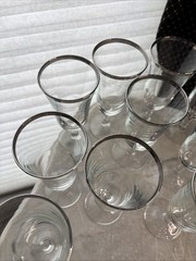 Vintage French Plantinum Rim Wine Glass Set Of 12+1 MCM Luminarc France 60s