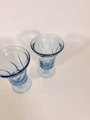 Ice Tea Goblets Set 2 Fostoria Jamestown Light Iced Blue Swirl Vintage Glassware