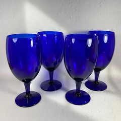 VTG. ITALIAN Premiere Cobalt Wine/Water Goblets, Set of Four (4) 16 oz