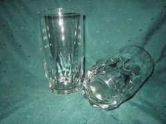 Pair of Clear Glass Highball Glasses~VG~Cut Glass Bottoms