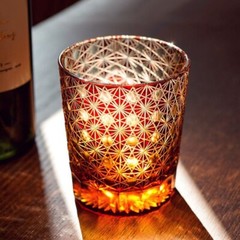 Cut Crystal Glass Whiskey Glass Tumbler Edo Kiriko Drinkware Hand Cut Clear 9oz