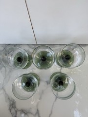 Vintage Luminarc France Roemer Green Ribbed Beehive Stem Wine Glasses Set of 5