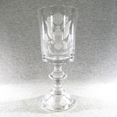 Bicentennial Etched/Engraved Crystal Goblet Hand Blown 1976 USA Bald Eagle