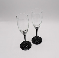 Domino Signature Black by Cristal D’Arques-Durand Fluted Champagne Glasses S/2