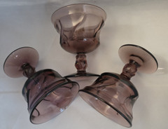 Lot of 3 VTG Fostoria Jamestown Purple Amethyst Champagne Sherbet Glasses