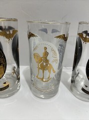 VTG 1960 Libbey 3 Tumblers Perry’s Flag Ship Andrew Jackson Independence Hall