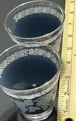 Vintage 1960s Hazel Atlas Grape Design Blue & White Lowball Glasses- Set of 2