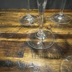 Vintage 80s Mikasa Crystal Ribbon Holly hand blown Set of 6 Glasses Gold Rim