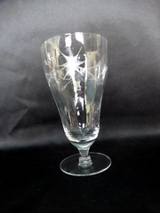 Weston Glass WGL27 Grey Cut Starflower 13oz 6 inch Footed Iced Tea Glass VGUC