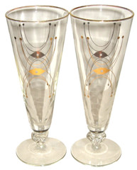 VtG MCM LIBBEY Gold Geometric Adagio Atomic Eye Sputnik Tall Pilsner 8.25″ Glass