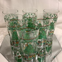 KIG Indonesia 6” Glass Tumbler Christmas Tree Lattice Design – Set of 6
