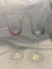 2 Romanian crystal 9 inch elegant wine/Water goblets
