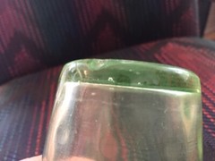 Opalescent Vaseline Glass Polka Dot Tumbler 1880s victorian 3-7/8″ tall Vintage