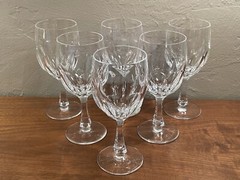 Set of (6) Josair BLANKA Pattern Crystal Water Goblets Glasses 7 1/4”