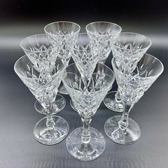 VINTAGE CUT GLASS OR CRYSTAL VODKA GOBLET CONUS SHAPE SET 8 STEMWARE DRINKWARE