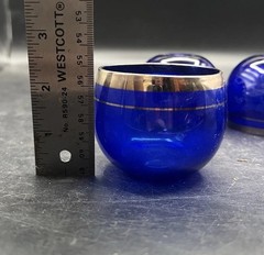Cobalt Blue Roly Poly Glasses Set Of Five Vintage Barware MCM