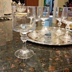 Vintage «Vendome Uni» Knob in Stem Flat Wine Glasses by Cristal D’Arques