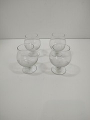 Vintage Cutty Sark Clipper Ship. 4. Etched Crystal Brandy Cordial Snifters