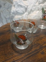 Vintage 70’s Sears Merry Mushroom Lowball Juice Glasses 1- 14oz & 6- 8oz