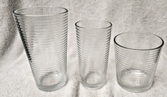 Pasabahce Set Of 3 Drinking Glasses Horizontal Optic Ribbed Vtg 80s-90s