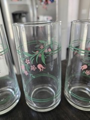 Corning Corelle ROSEMARIE Set of 3 Glass Tumblers 5 7/8″ Tall 16 oz