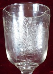 Oak Leaf Goblet Colombia Glass Stippled Clear EAPG 1890 Antique #111