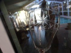 Unknown Maker Clear Panel Optic Grey Cut 10oz Water Goblet UNK13314 Stawflower