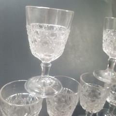 Cordial Glasses Set of 6 Button and Daisy Design 4 Inch Tall Port Goblet