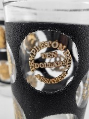 Libbey Black Textured Gold Coins Of The World Tumblers 22k Gold Vintage Set Of2
