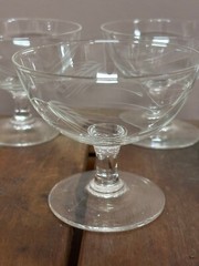 Vintage Elegant Etched Glass Wheat Pattern Champagne Coupes Glass set of 8