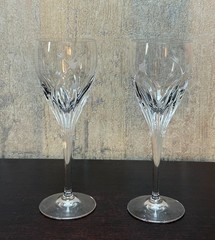 Da Vinci Crystal Wine Glasses Set of 2 Etched Floral Long Stem Goblets 7.8″