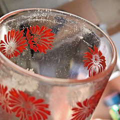 Vintage Kraft Swanky Swig Flowers Juice Glasses Set of 2 Bachelor Button Red