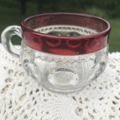 Vintage King’s Crown Thumbprint Ruby Flash Punch Cup US Glass