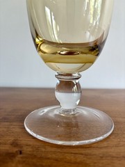 Amber Hand Blown Glass Water Goblet 7” Iced Tea Stemware