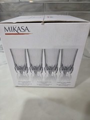 Mikasa 12oz 4Pack Highball Crystal Glasses In Original Box Never Used Beautiful