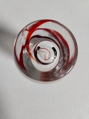 Red Swirl tall Shot Glass PIER 1 Clear with Red Swirl Line Design 3.5″ Tall