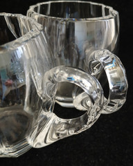 Set of 2 Vintage Clear Crystal Punch Cups Paneled Cut